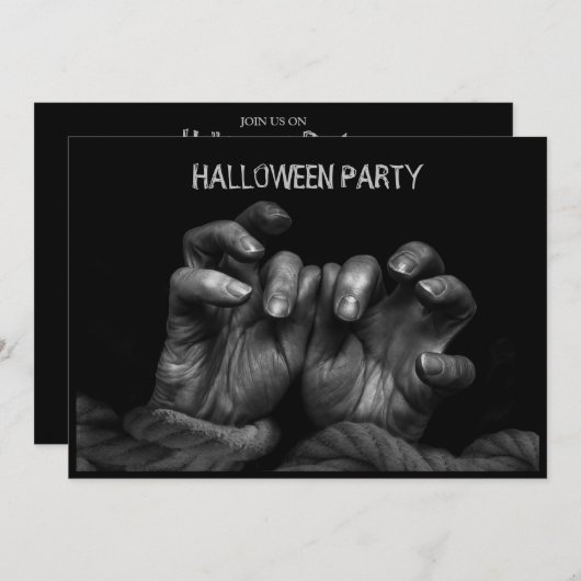 Halloween Party Scary Evil Hands Black Spooky Kaart (Voorkant / Achterkant)