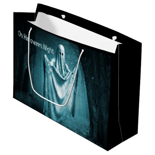 Halloween Party Scary Ghost Dark Blue Night Black Groot Cadeauzakje (Voorkant Gekanteld)