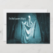 Halloween Party Scary Ghost Dark Blue Night Black Kaart (Voorkant)