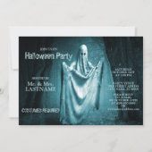 Halloween Party Scary Ghost Dark Blue Night Black Kaart (Achterkant)