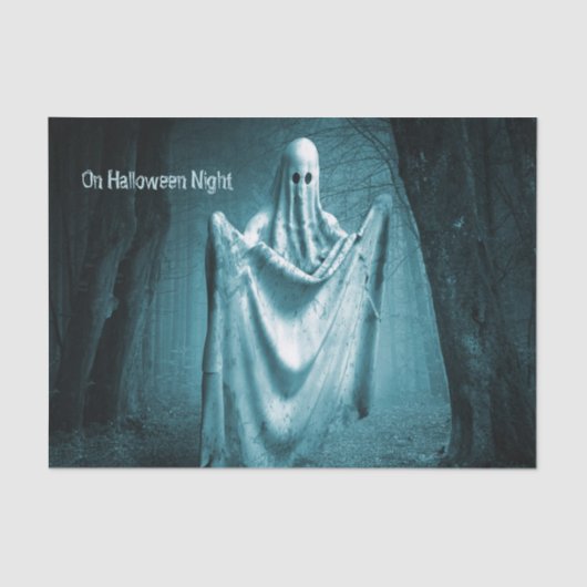 Halloween Party Scary Ghost Dark Blue Night Black Tissuepapier (Voorkant)