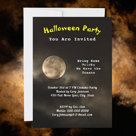 Halloween Party Scary Moon Black Cloudy Sky Kaart