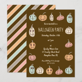Halloween Party Schattigee Pastel Pompoenen Kaart