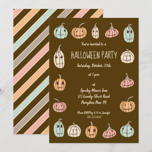 Halloween Party Schattigee Pastel Pompoenen Kaart