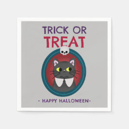 Halloween party servet, kat in portret op grijs servet