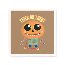 Halloween party servet, pompoen op scooter