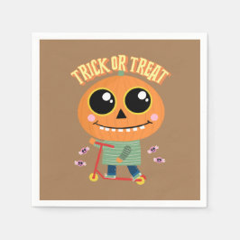 Halloween party servet, pompoen op scooter servet
