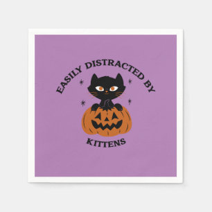 Halloween party servetten, zwarte kitten in pompoe servet