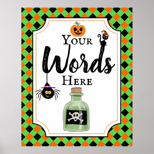 halloween party sign creëer je eigen poster (Voorkant)