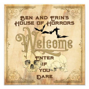 Halloween Party Sign  schedel vleermuizen typograf Foto Afdruk