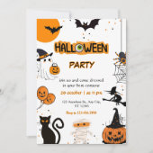 Halloween Party Sinaasappel & Zwart Kaart (Voorkant)