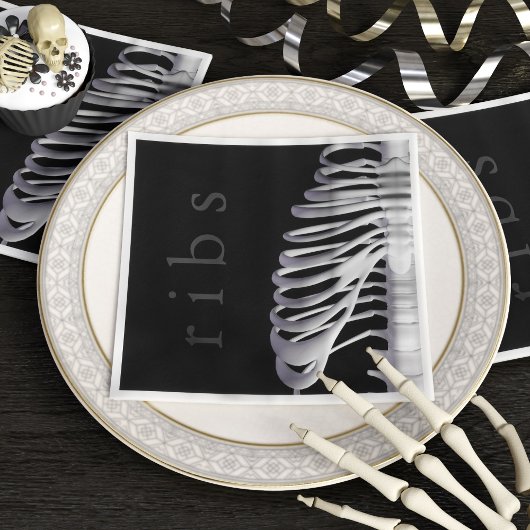 Halloween Party Skelet Botten Rib Cage Spooky Servetten