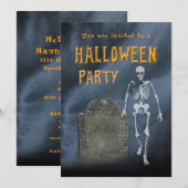 Halloween Party Skeleton en oude grafsteen Kaart (Voorkant / Achterkant)