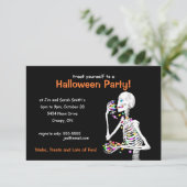 Halloween Party Skeleton Kaart (Staand voorkant)