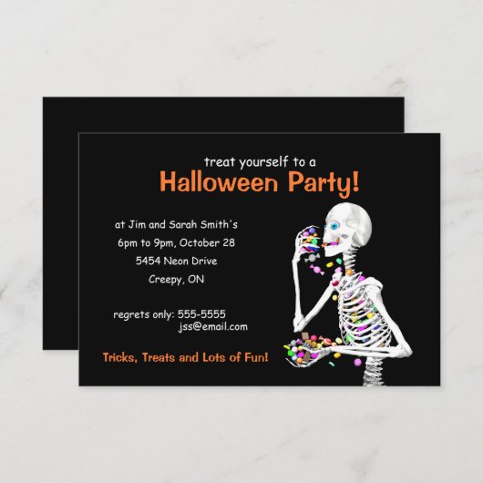 Halloween Party Skeleton Kaart (Voorkant / Achterkant)