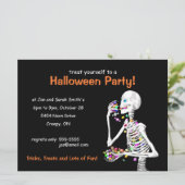 Halloween Party Skeleton Kaart (Staand voorkant)