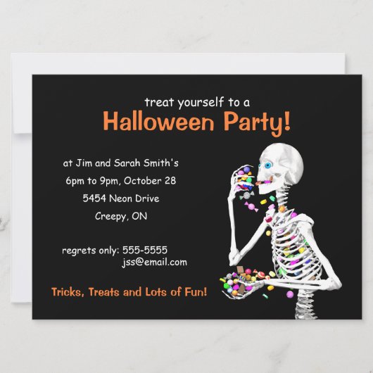 Halloween Party Skeleton Kaart (Voorkant)
