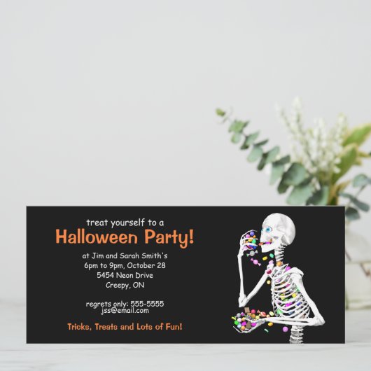 Halloween Party Skeleton Kaart (Staand voorkant)