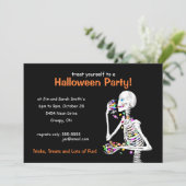 Halloween Party Skeleton Kaart (Staand voorkant)