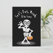 Halloween Party Skeleton Kaart (Staand voorkant)