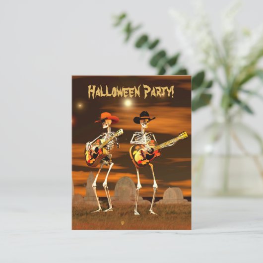 Halloween Party Skeleton Musicians Kaart (Staand voorkant)