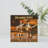 Halloween Party Skeleton Muzikanten Kaart (Staand voorkant)