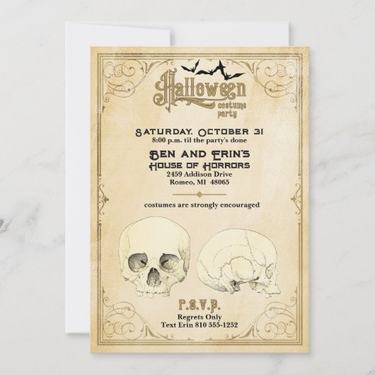  Halloween Party Skull House of Horrors Kaart (Voorkant)