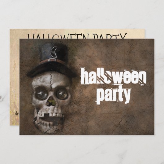 Halloween Party Skull Invitation gepersonaliseerd Kaart (Voorkant / Achterkant)
