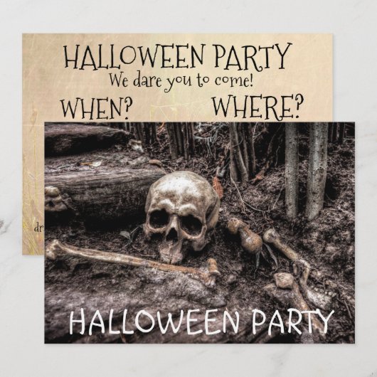 Halloween Party Skull Invitation gepersonaliseerd Kaart (Voorkant / Achterkant)