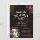 Halloween Party Skull Rozen Donker Kaart (Voorkant)