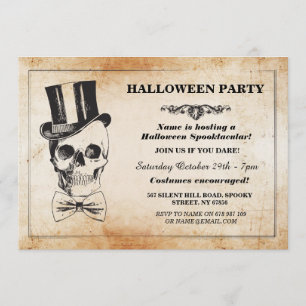 Halloween Party Skull Top Hat Bow Stropdas Spook I Kaart