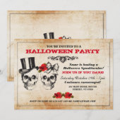 Halloween Party Skulls Rozen Horror Costuum Invite Kaart (Voorkant / Achterkant)