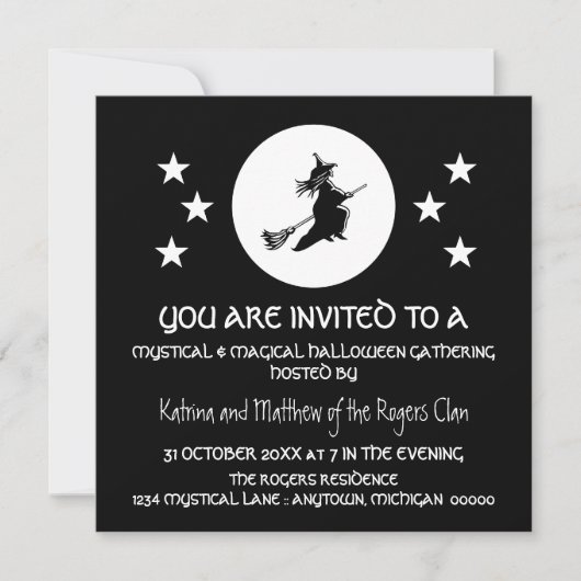 Halloween Party slaan uitnodigen, zwart en wit Kaart (Voorkant)