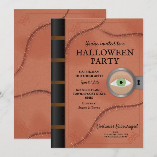 Halloween Party Spell Boek Hocus Eye Horror Kaart (Voorkant / Achterkant)