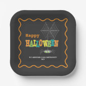 Halloween Party Spider Kleurrijke Typografie Papieren Bordje (Voorkant)