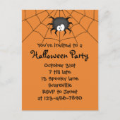 Halloween Party Spider Uitnodiging Briefkaart (Voorkant)