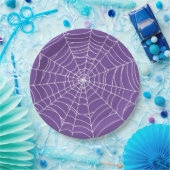 Halloween Party, Spider Web, Purple and White Papieren Bordje (Feest)