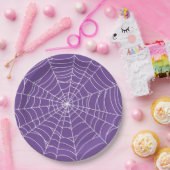 Halloween Party, Spider Web, Purple and White Papieren Bordje (Feest)