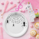 Halloween Party Spiders Black White Papieren Bordje (Feest)