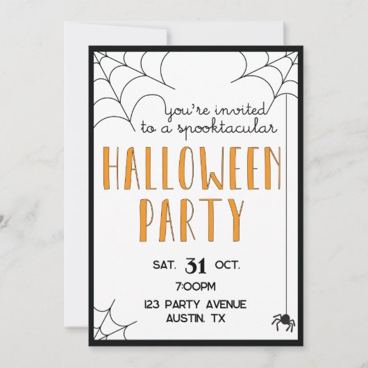 Halloween Party Spin Web Uitnodiging (Voorkant)