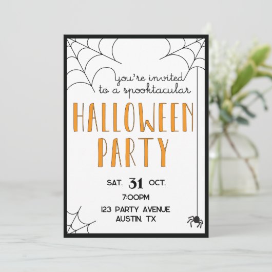 Halloween Party Spin Web Uitnodiging (Staand voorkant)