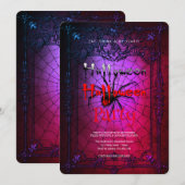 Halloween Party  Spinnenweb Kaart (Voorkant / Achterkant)