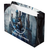 Halloween Party Spookhuis Blauwe Nacht Eng Groot Cadeauzakje (Achterkant Gekanteld)