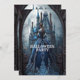 Halloween Party Spookhuis Blauwe Nacht Eng Kaart