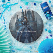 Halloween Party Spookhuis Blauwe Nacht Eng Papieren Bordje (Feest)