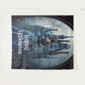 Halloween Party Spookhuis Blauwe Nacht Eng Wandkleed (Voorkant (horizontaal))