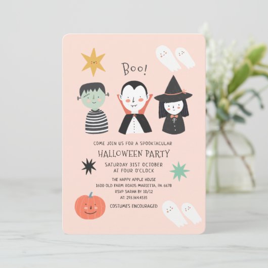 Halloween Party Spooktacular Boo Uitnodiging (Staand voorkant)