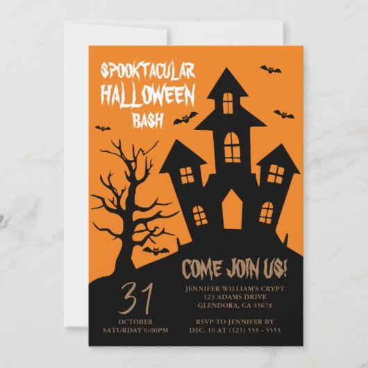 Halloween Party Spooktacular Haunted House Kaart (Voorkant)