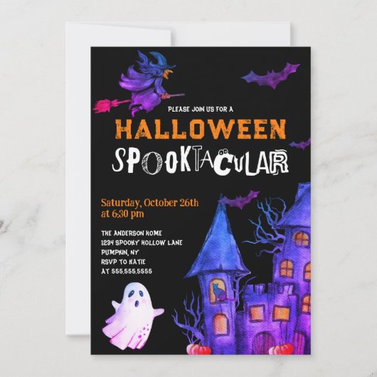 Halloween Party Spooktacular Uitnodiging (Voorkant)
