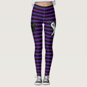 Halloween Party Spooky Cat Schattige Ghost Paarse  Leggings (Voorkant)